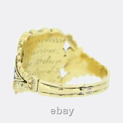 Georgian 1830s Hair Locket Black Enamel Mourning Ring 18ct Yellow Gold