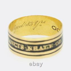 Georgian Gold Ring 1806 Memorial Black Enamel Mourning Ring 18ct Yellow Gold