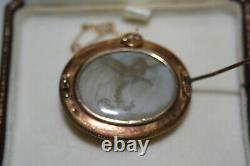Georgian Gold, onyx, enamel & split pearl mourning brooch inscribed & hair lock