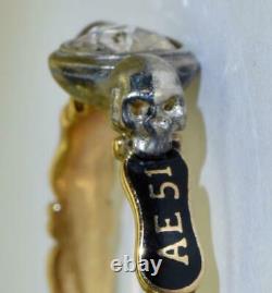 Georgian Memento Mori/Mourning Skulls 18k Gold, Diamond & black enamel ring, c1760