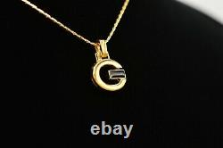 Givenchy Signed Vintage Pendant Necklace Logo G Black Enamel Gold 80s Rare BinP