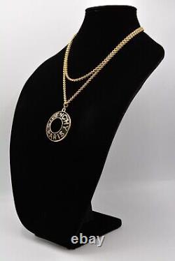 Givenchy Vintage Logo Pendant Necklace Long Gold Black Enamel Runway Signed BinN