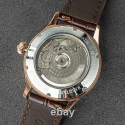 Glamor Master 41mm Enamel 29½ Moon Phase Mechanical Watch Seagull 1963 Rose Gold