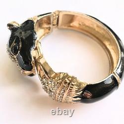 Gold Black Enamel Crystal (duchess Of Windsor) Vintage Panther Bracelet