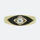 Gold Diamond Ring- Victorian Black Enamel And Diamond Gypsy Ring 18ct Gold