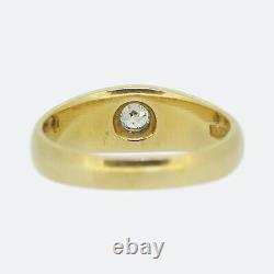 Gold Diamond Ring- Victorian Black Enamel and Diamond Gypsy Ring 18ct Gold