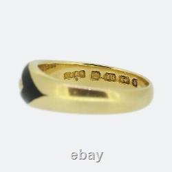 Gold Diamond Ring- Victorian Black Enamel and Diamond Gypsy Ring 18ct Gold