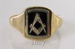 Gold Masonic Ring Vintage 18ct Gold Black Enamel Masonic Swivel Ring Size W