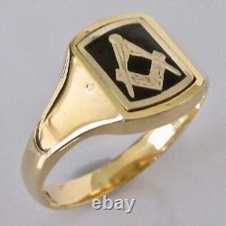 Gold Masonic Ring Vintage 18ct Gold Black Enamel Masonic Swivel Ring Size W