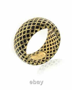 Gucci Diamantissima 18k Yellow Gold And Black Enamel Ring Sz 8 YBC284722002017