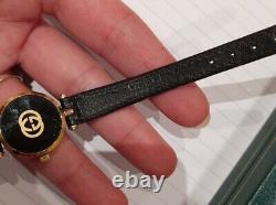 Gucci Stack Ladies G/Plated Watch with Black Enamel Case & Gucci Box. Swiss Made