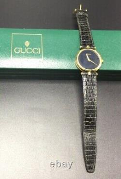Gucci Vintage Gold Plated Black Enamel Ladies Quartz Watch Large Model