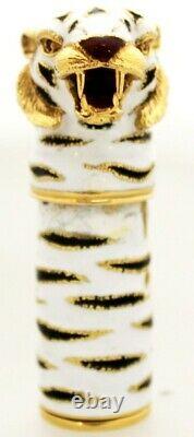 Gucci Vintage White- Black & Red Enamel Tiger 18K Yellow Gold Perfume Dispenser
