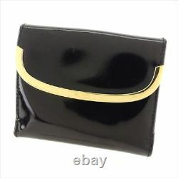 Gucci Wallet Purse Black Gold Enamel leather Woman unisex Authentic Used L2458