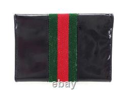 Gucci Wallet Purse Trifold Black Gold Woman unisex Authentic Used T3356