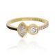 H/si Round Marquise Diamond Ring 14k Yellow Solid Gold Black Enamel 0.80 Ct