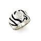 H. Stern Diamonds & Enamel Striped Design 18k White Gold Band Ring