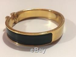 HERMES 18K Gold Enamel Bracelet Classic Clic Clac H Bangle Black