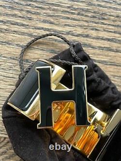HERMES CLIC CLAC XL Bracelet GOLD AND BLACK ENAMEL H LIMITED EDITION WOW