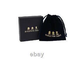 Halcyon Days, Leopard Head Black Enamel & Gold Plate Bracelet, New Pouch + Box