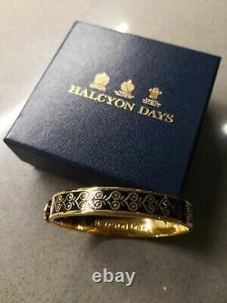 Halycon Days Enamels heart wide black/gold bangle RRP £145.00