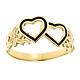 Hawaiian Heirloom Jewelry 14 Karat Gold Double Heart Black Enamel Ring