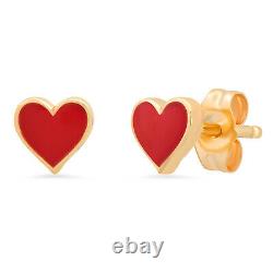 Hearts 14K Gold Earrings with Enamel