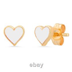 Hearts 14K Gold Earrings with Enamel