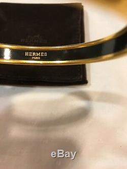 Hermes Black And Gold Enamel Bangle With Perfume Bottle Design