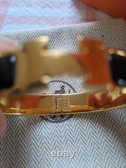 Hermès Clic H black gold buckle enamel bracelet