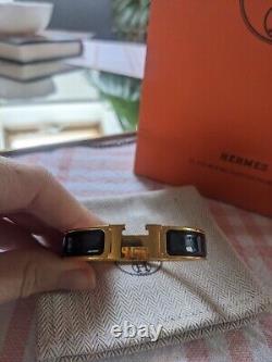 Hermès Clic H black gold buckle enamel bracelet