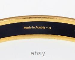 Hermes Enamel Thin Bangle with Chain d'Ancre Print Design Gold Trim