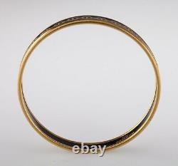 Hermes Enamel Thin Bangle with Chain d'Ancre Print Design Gold Trim