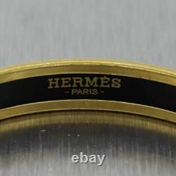 Hermes Gold Plated Grand Apparat Black Enamel Bangle Bracelet