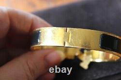 Hermes black enamel clic H bracelet with gold hardware PM