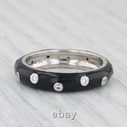 Hidalgo 0.18ctw Diamond Black Enamel Ring 18k White Gold Stackable Ring