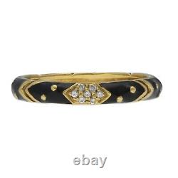 Hidalgo 18k Yellow Gold Black Enamel Diamond Stackable Band Ring Size 6.5