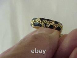 Hidalgo 18k Yellow Gold Black Enamel Vintage 5 MM Wide Ring Sz 6 1/2 Stack Ring
