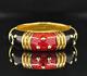 Hidalgo Black Red Enamel Stackable Ring Dots Bands 18k Yellow Gold Size 6.75