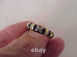 Hidalgo Solid 18k Yellow Gold Diamond Black Enamel 5 MM Wide Ring Sz 6 1/2