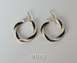 IBB London 395 9ct Gold Enamel Hoop Earrings designer 3g