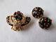 Joan Rivers Black Enamel Red Cherries With Crystals Bee Pin Brooch Withclip Earrings