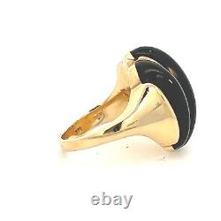 Kabana Black enamel 14k yellow solid gold wide fashion dome ring size 6.25 NEW
