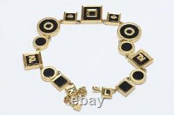 Karl Lagerfeld Paris Gold Plated Black Enamel Logo Fan Geometric Collar Necklace
