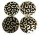 L'objet Black Gold Leopard Gold Plated Enamel Coasters (set Of 4) New Rrp160