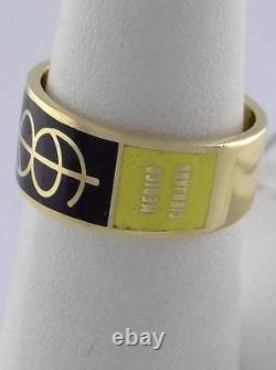 Ladies 18k Gold Yellow Black Enamel Medico Cirujano Medical Band Ring