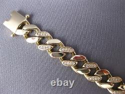Large. 36ct Diamond & Aaa Sapphire & Black Enamel 14k Yellow Gold Cuban Bracelet