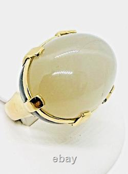 Large Dome Star Quartz Cabochon Black Enamel 18k Yellow Gold Ring Size 6