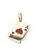 Lucky 14k Yellow Gold, Ace Of Hearts 2 Sided (red/black) Card Enameled Pendant