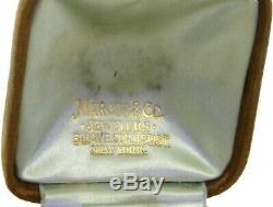 Marcus & Co. Art Nouveau 18K gold VS diamond/16 X 13mm Black opal enamel brooch